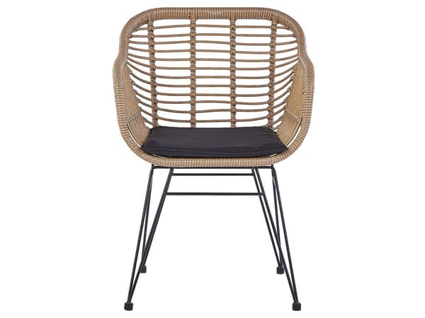 3 dele bistro sæt brun imiteret rattan sort metalben glas bordplade