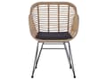 Miniatyrbillede 5 af 11: 3 dele bistro sæt brun imiteret rattan sort metalben glas bordplade