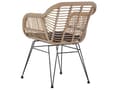Miniatyrbillede 7 af 11: 3 dele bistro sæt brun imiteret rattan sort metalben glas bordplade