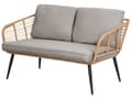 Miniatyrbillede 5 af 11: Havemøbelsæt Lys Beige Rattan og Stål Stel 4 Personers Lounge Hynder med Hærdet Glas Sofabord til Udendørs Terrasse Have Indretning