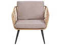 Miniatyrbillede 8 af 11: Havemøbelsæt Lys Beige Rattan og Stål Stel 4 Personers Lounge Hynder med Hærdet Glas Sofabord til Udendørs Terrasse Have Indretning