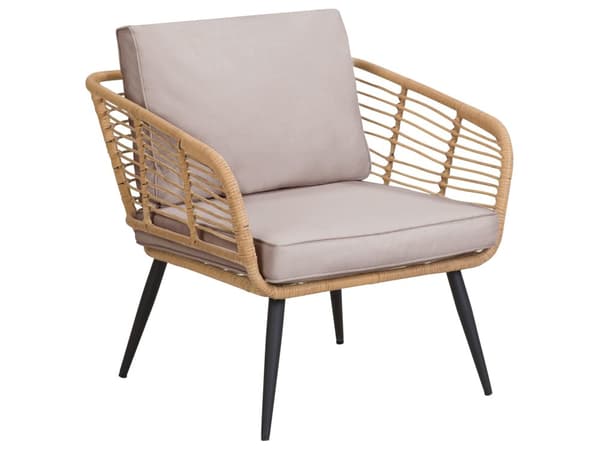 Havemøbelsæt Lys Beige Rattan og Stål Stel 4 Personers Lounge Hynder med Hærdet Glas Sofabord til Udendørs Terrasse Have Indretning