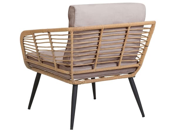 Havemøbelsæt Lys Beige Rattan og Stål Stel 4 Personers Lounge Hynder med Hærdet Glas Sofabord til Udendørs Terrasse Have Indretning