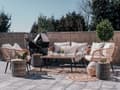 Miniatyrbillede 2 af 11: Havemøbelsæt Lys Beige Rattan og Stål Stel 4 Personers Lounge Hynder med Hærdet Glas Sofabord til Udendørs Terrasse Have Indretning