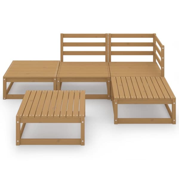 vidaXL Hagesofagruppe 5 deler honningbrun heltre furu