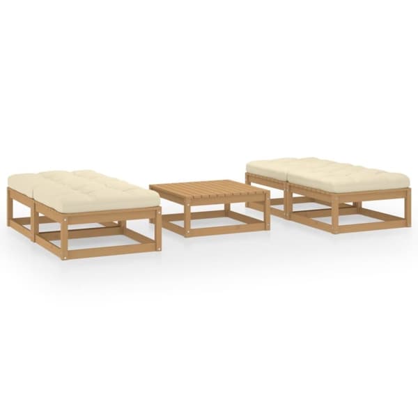 vidaXL Hagesofagruppe med puter 5 deler heltre furu