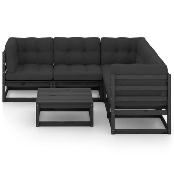 vidaXL Hagesofagruppe med puter 6 deler heltre furu