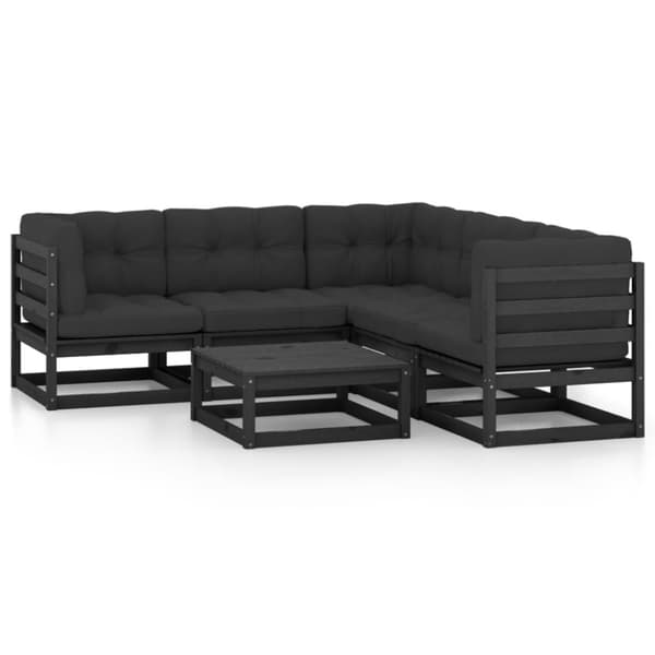 vidaXL Hagesofagruppe med puter 6 deler heltre furu