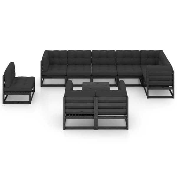 vidaXL Hagesofagruppe med puter 10 deler heltre furu