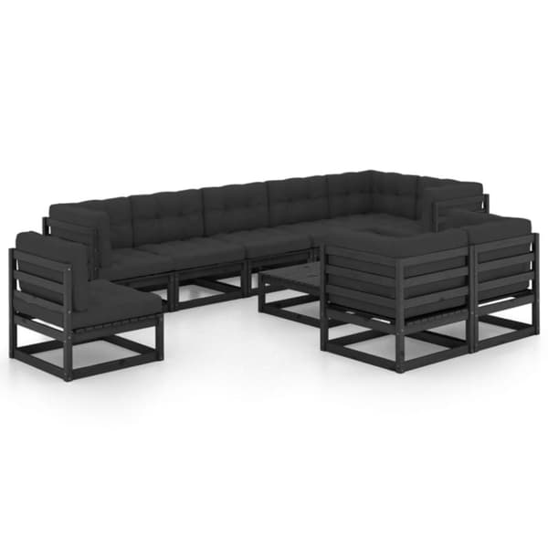vidaXL Hagesofagruppe med puter 10 deler heltre furu