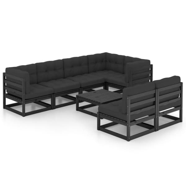 vidaXL Hagesofagruppe med puter 8 deler heltre furu