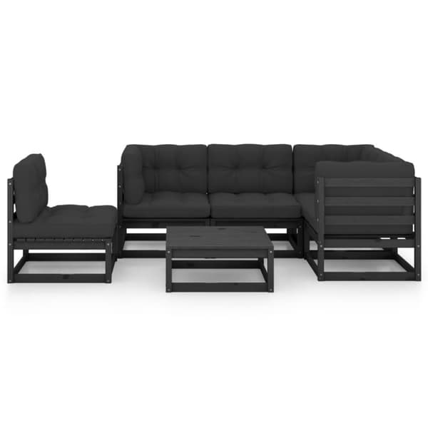 vidaXL Hagesofagruppe med puter 6 deler heltre furu