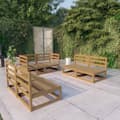 Miniatyrbilde 1 av 9: vidaXL Hagesofagruppe 6 deler honningbrun heltre furu