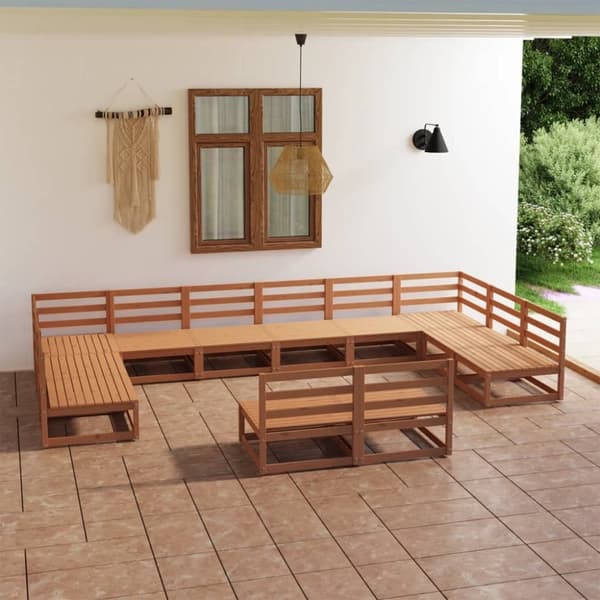 vidaXL Hagesofagruppe 12 deler heltre furu