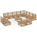Miniatyrbilde 2 av 11: vidaXL Hagesofagruppe 13 deler honningbrun heltre furu