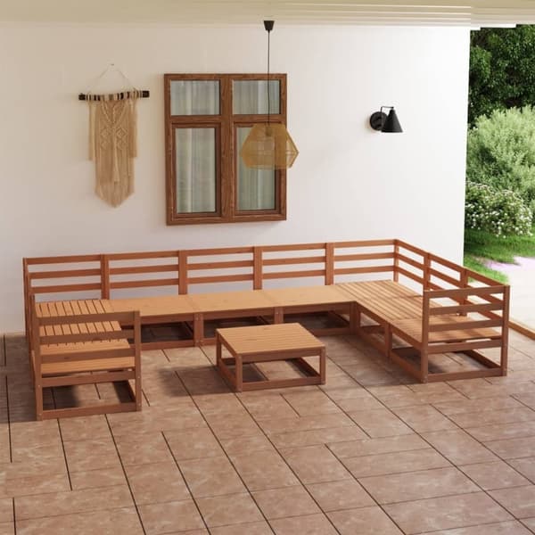vidaXL Hagesofagruppe 10 deler heltre furu