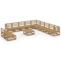 Miniatyrbilde 2 av 11: vidaXL Hagesofagruppe 12 deler honningbrun heltre furu