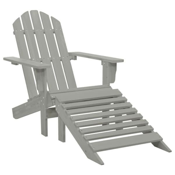 vidaXL Adirondack hagestol med ottoman og bord heltre gran grå