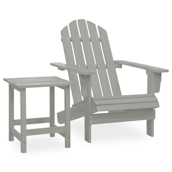 vidaXL Adirondack-havestol med bord massivt grantræ grå
