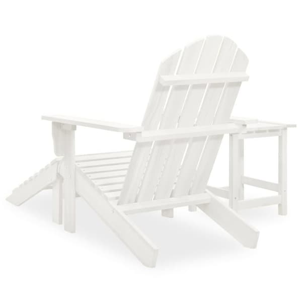 vidaXL Adirondack-puutarhatuoli rahi ja pöytä täysi kuusi valkoinen