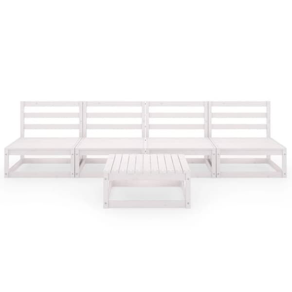 vidaXL Hagesofagruppe 5 deler hvit heltre furu