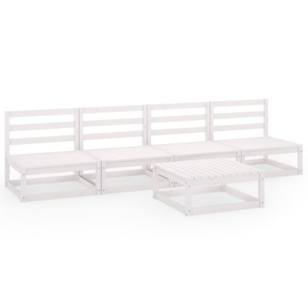 vidaXL Hagesofagruppe 5 deler hvit heltre furu