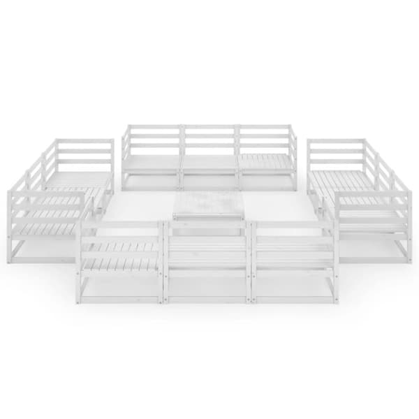 vidaXL Hagesofagruppe 13 deler hvit heltre furu