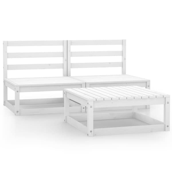 vidaXL Hagesofagruppe 3 deler hvit heltre furu