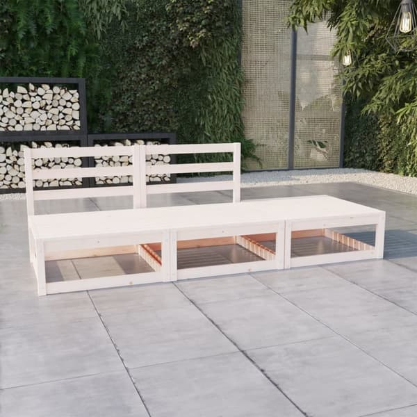 vidaXL Hagesofagruppe 3 deler hvit heltre furu