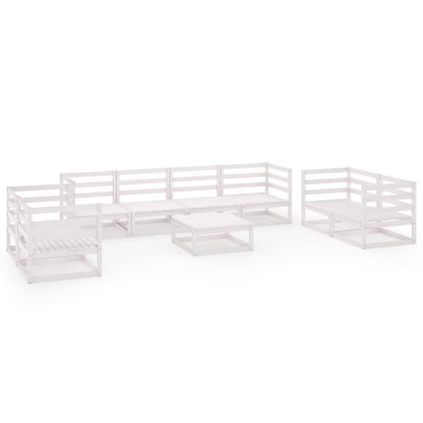 vidaXL Hagesofagruppe 9 deler hvit heltre furu