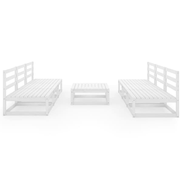 vidaXL Hagesofagruppe 7 deler hvit heltre furu