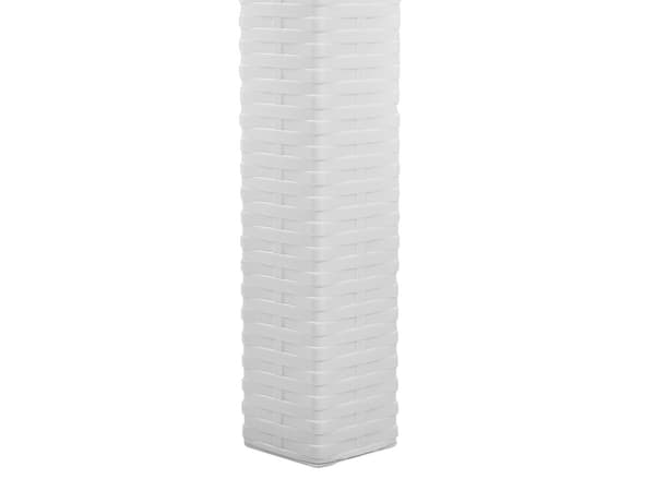 Havemøbelsæt Hvid Plastik 140 x 80 cm 6 Personers Firkantet Spisebord med Hul til Parasol Tilbehør Stabel Stole Flet Vejr Bestandig Terrasse