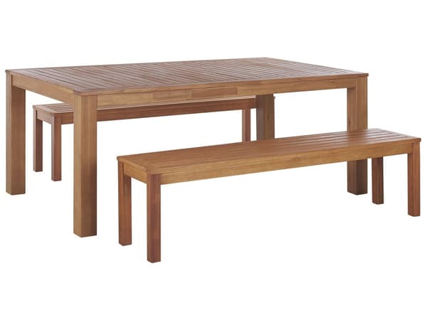 Havemøbelsæt Lyst Eukalyptus Træ Olieret 190 x 105 cm 6 Personers Dekorativ Udendørs Havebord og Havebænke Rustikt Design til Terrasse og Have