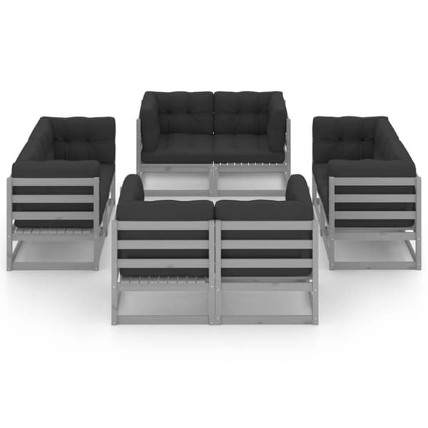 vidaXL Hagesofagruppe med puter 8 deler heltre furu