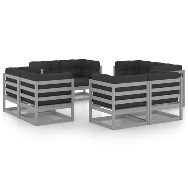 vidaXL Hagesofagruppe med puter 8 deler heltre furu