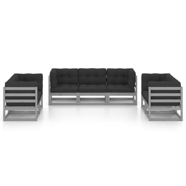 vidaXL Hagesofagruppe med puter 7 deler heltre furu
