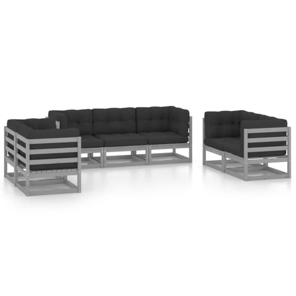 vidaXL Hagesofagruppe med puter 7 deler heltre furu