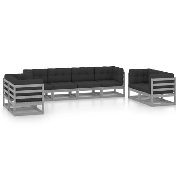vidaXL Hagesofagruppe med puter 8 deler heltre furu
