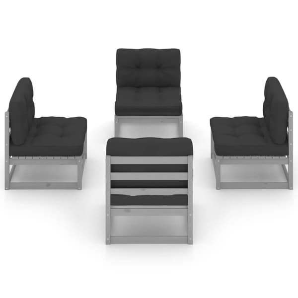 vidaXL Hagesofagruppe med puter 4 deler heltre furu