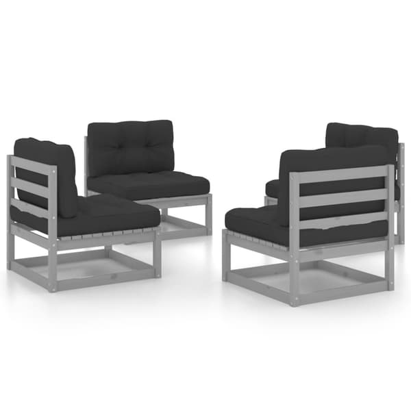 vidaXL Hagesofagruppe med puter 4 deler heltre furu