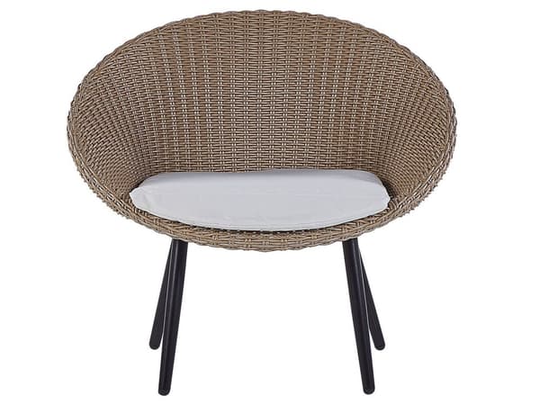 Balkongset Beige Konstrotting Kuddar Soffbord och 2 Stolar Modern Utomhus