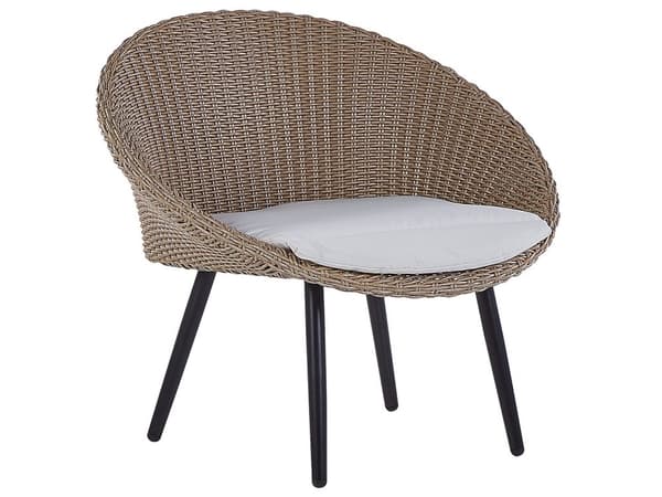 Balkongset Beige Konstrotting Kuddar Soffbord och 2 Stolar Modern Utomhus