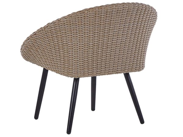 Balkongset Beige Konstrotting Kuddar Soffbord och 2 Stolar Modern Utomhus