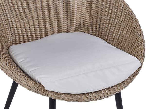 Balkongset Beige Konstrotting Kuddar Soffbord och 2 Stolar Modern Utomhus