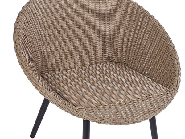Balkongset Beige Konstrotting Kuddar Soffbord och 2 Stolar Modern Utomhus