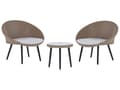 Miniatyrbild 1 av 11: Balkongset Beige Konstrotting Kuddar Soffbord och 2 Stolar Modern Utomhus