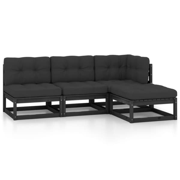 vidaXL Hagesofagruppe med puter 4 deler heltre furu