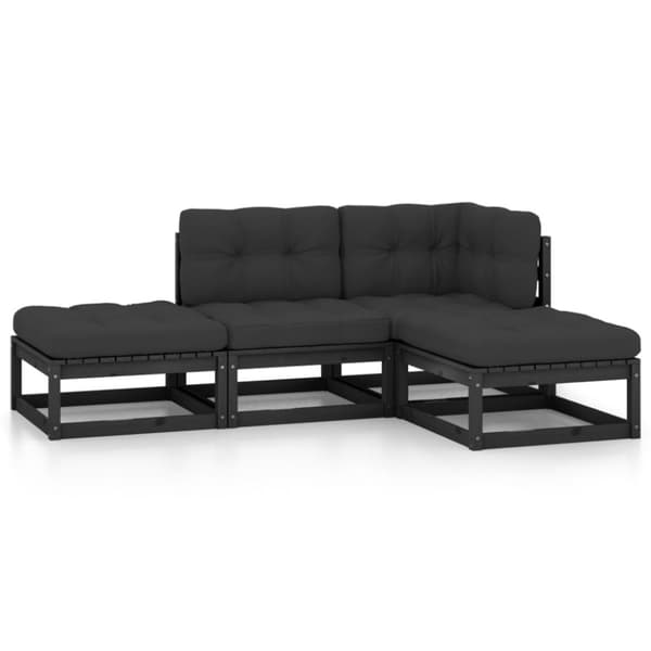 vidaXL Hagesofagruppe med puter 4 deler heltre furu
