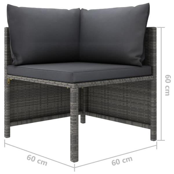 vidaXL loungesæt til haven 7 dele med hynder polyrattan grå