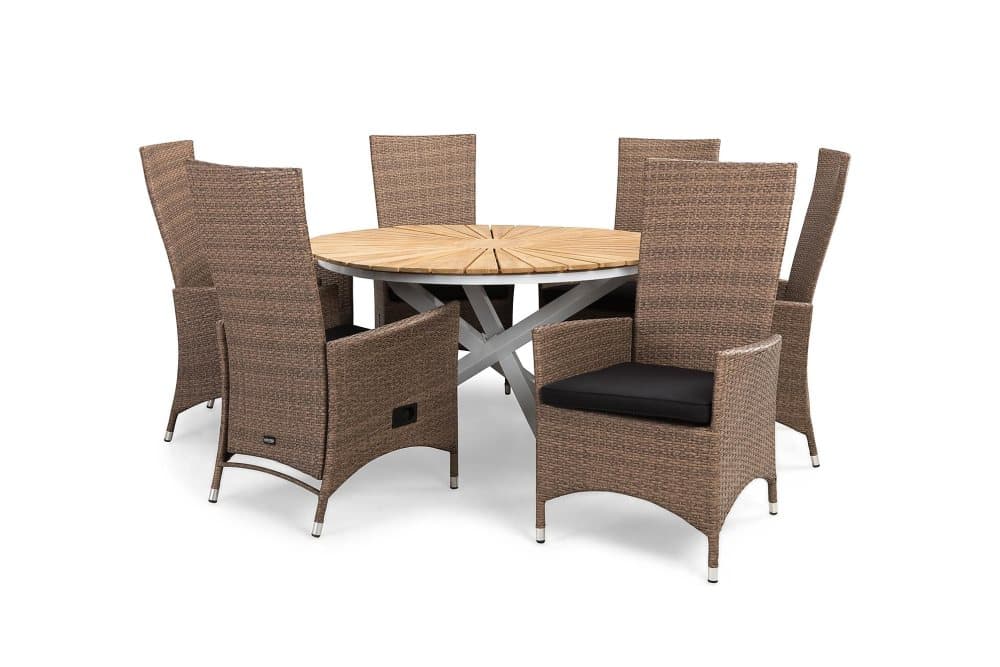 Olive Matgrupp Ø140 + 4 Jenny Ställbar Fåtölj m Dyna